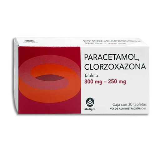 Paracetamol clorzoxazona 300 mg/250mg 30 tab